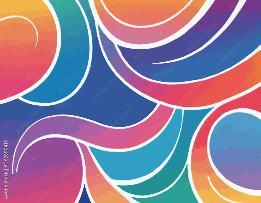 Poster abstract backgrounds with color squiggle lines. rainbow gradient design elements