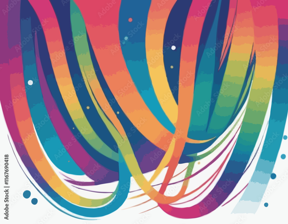 Fototapete Abstract Backgrounds with Color Squiggle Lines. Rainbow Gradient Design Elements