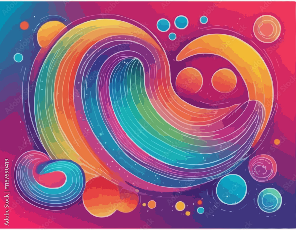 Poster abstract backgrounds with color squiggle lines. rainbow gradient design elements