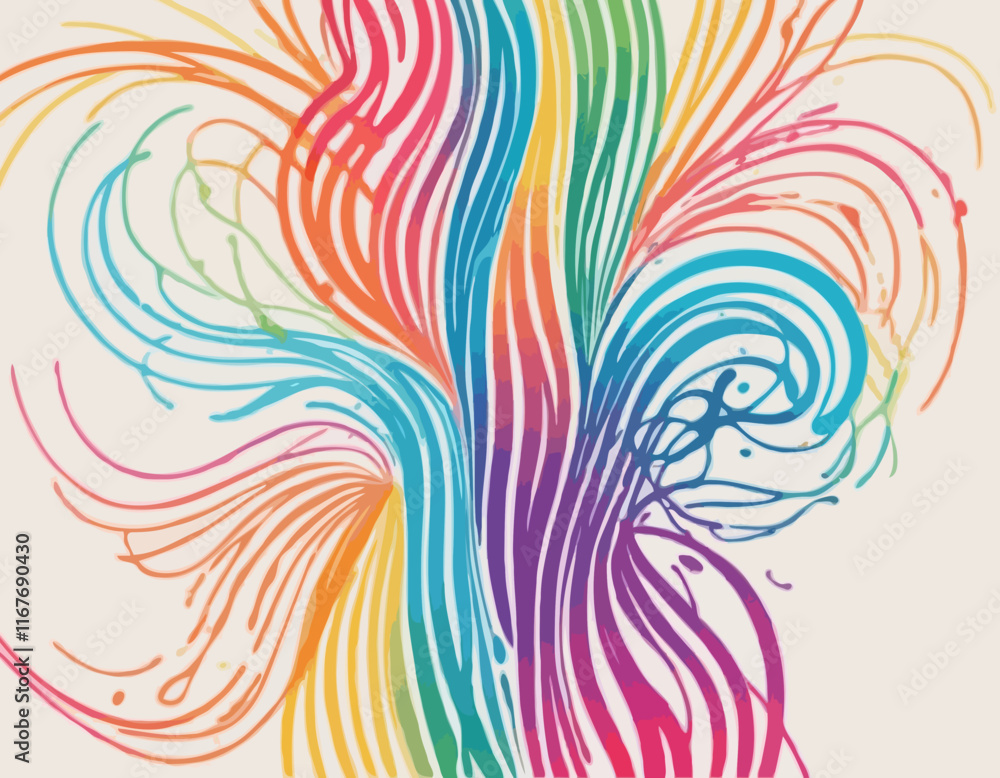 Poster abstract backgrounds with color squiggle lines. rainbow gradient design elements