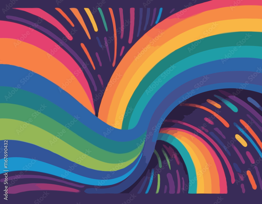 Poster abstract backgrounds with color squiggle lines. rainbow gradient design elements