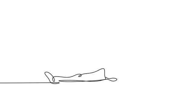 Woman stretching his legs and arms on yoga exercise. Energetic girl doing exercise in yoga continuous one line draw design isolated on white background. Minimalist style vector design illustration