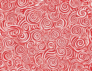 Swirl Candy Cane Patterns Set. Vector Red and White Wavy Background. Abstract Illustration of Lollipop, Caramel and Candy Cane Texture