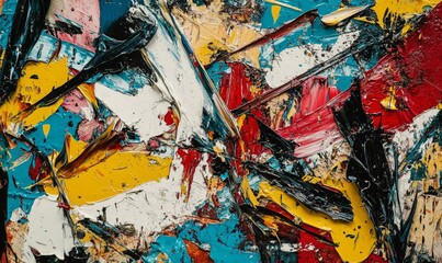 Fototapeta premium Abstract painting, vibrant colors, thick paint texture.
