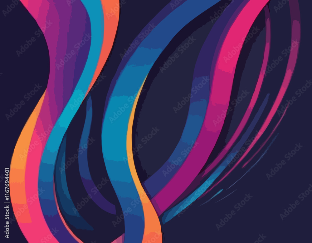 Poster abstract gradient lines. vector 3d fluid graphic shapes. dynamic liquid curve colorful stripes. mode