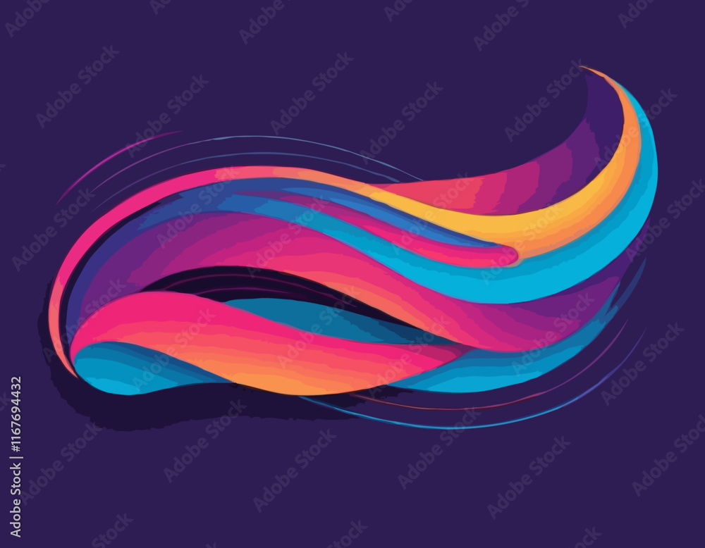 Poster abstract gradient lines. vector 3d fluid graphic shapes. dynamic liquid curve colorful stripes. mode