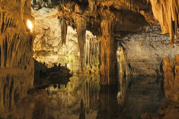 Stalactite cave on the island of Sardinia Neptune's Grotto, Italy