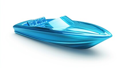Sleek blue powerboat isolated on white background. (2)