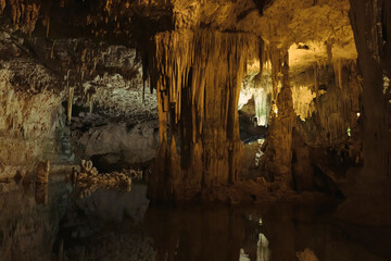 Stalactite cave on the island of Sardinia Neptune's Grotto, Italy