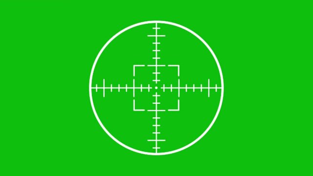 A dynamic sniper scope animation on a green screen background, perfect for FPS games, military themes, VFX, motion graphics, overlays, and tactical video projects