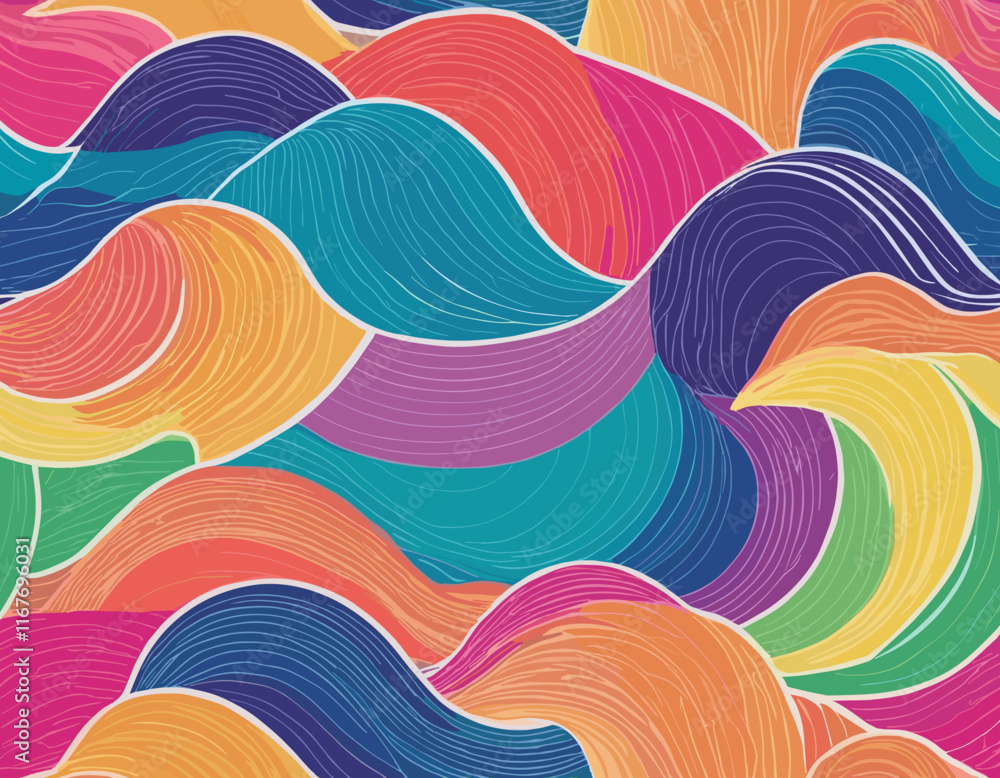 Poster abstract color rainbow gradient shapes set. vector graphic with wavy lines in bright colors. colorfu