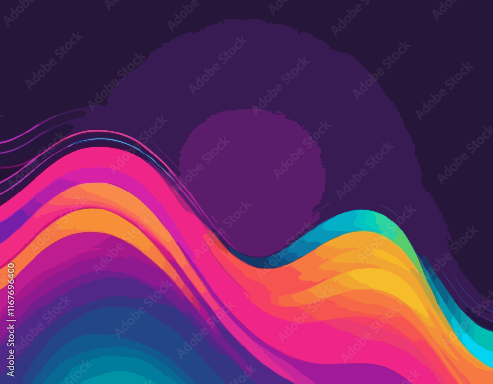 Aufkleber neon colored gradient 3d lines. color curve fluid shapes. doodle vector frame
