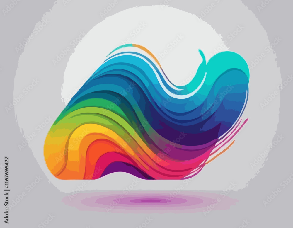 Aufkleber neon colored gradient 3d lines. color curve fluid shapes. doodle vector frame