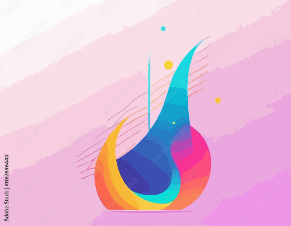 Poster neon colored gradient 3d lines. color curve fluid shapes. doodle vector frame