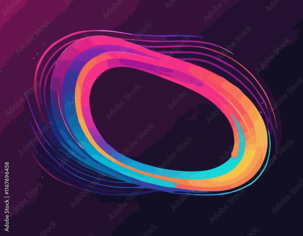 Poster neon colored gradient 3d lines. color curve fluid shapes. doodle vector frame