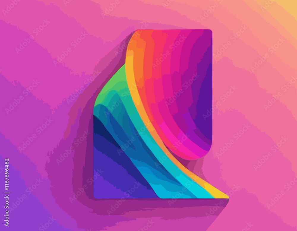 Poster neon colored gradient 3d lines. color curve fluid shapes. doodle vector frame