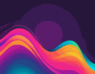 Neon Colored Gradient 3D Lines. Color Curve Fluid Shapes. Doodle Vector Frame