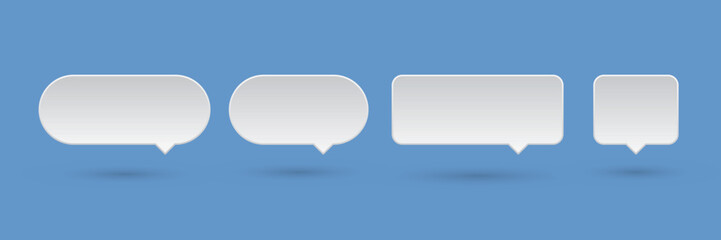 Speech bubbles with blue background.
