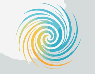 Air Flow Swirl Light Effect. Spiral Wind Circle Stream Illustration. Circular Air Vortex Waves From Conditioner