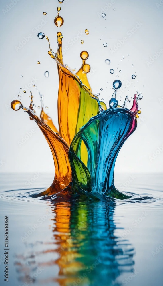 Aufkleber vibrant liquid splashes create a colorful explosion of color reflected in the water.
