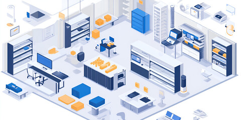 Obraz premium Isometric View of Modern Office Layout