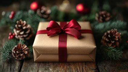Christmas gifts under the tree or on the table shine with handmade crafts