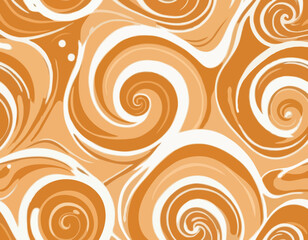 Seamless Pattern with Wavy Salted Caramel. Vector Swirl Background with Flowing Liquid Caramel and Milk. Dessert Illustration for Packaging and Advertising