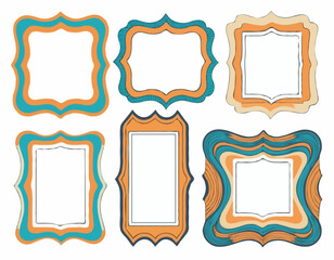 Set of Frames with Corrugated Edges. Simple Labels with Zig Zag Borders. Wiggly Shapes Illustration. Modern Design Elements for Photo and Picture, Frames and Tags