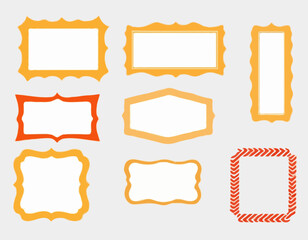 Set of Frames with Corrugated Edges. Simple Labels with Zig Zag Borders. Wiggly Shapes Illustration. Modern Design Elements for Photo and Picture, Frames and Tags