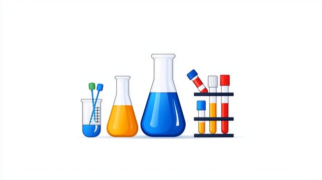 laboratory equipment with colorful liquids clip art preview