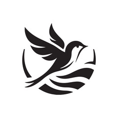 Silhouette of a bird vector icon for logo, and design