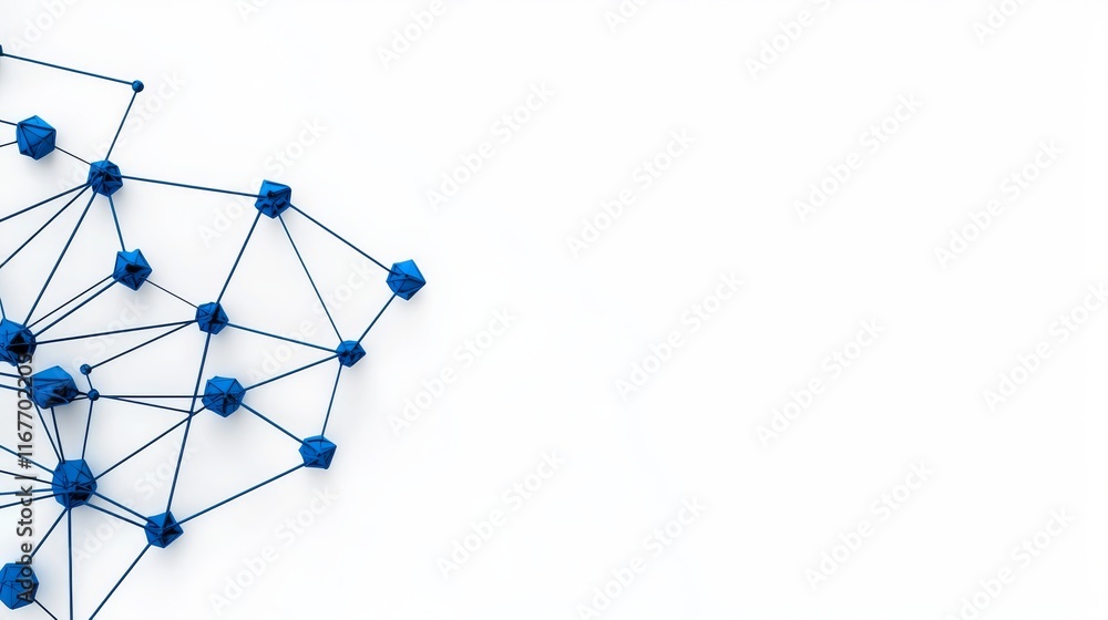Poster An abstract low poly background with a structure of connecting dots and lines, rendered in 3D.