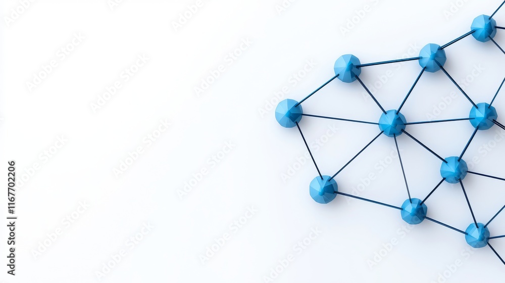 Poster A low poly background featuring abstract polygonal shapes with connecting dots and lines, created through 3D rendering.