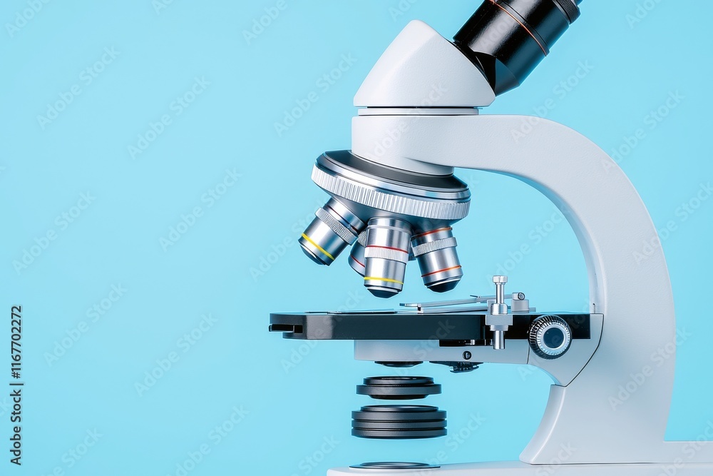 Poster an up-close shot of a state-of-the-art professional microscope utilized for advanced scientific and 