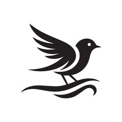Silhouette of a bird vector icon for logo, and design