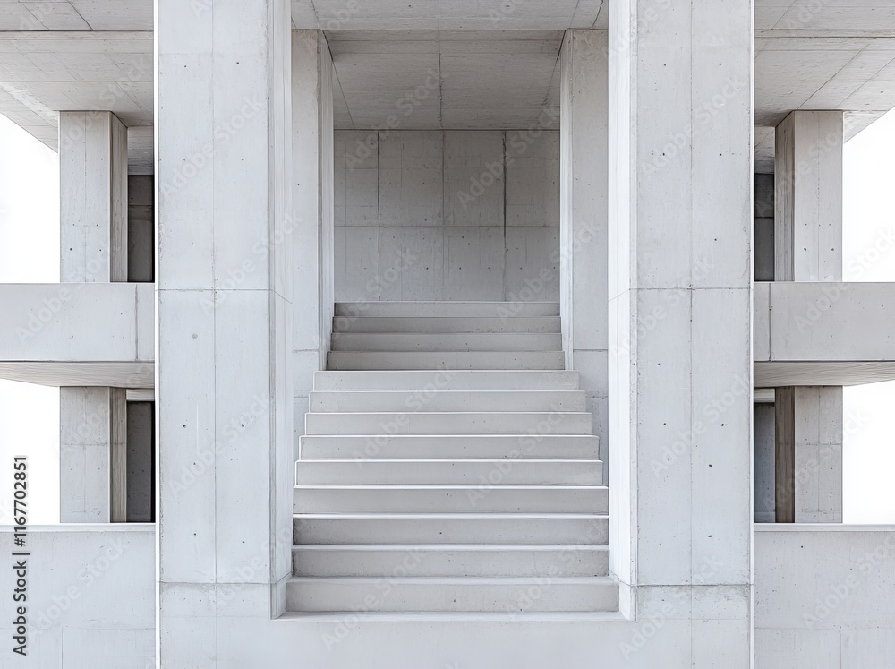 Poster the architecture features a cement wall with a geometric shape in a modern building, creating a uniq
