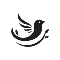 Silhouette of a bird vector icon for logo, and design