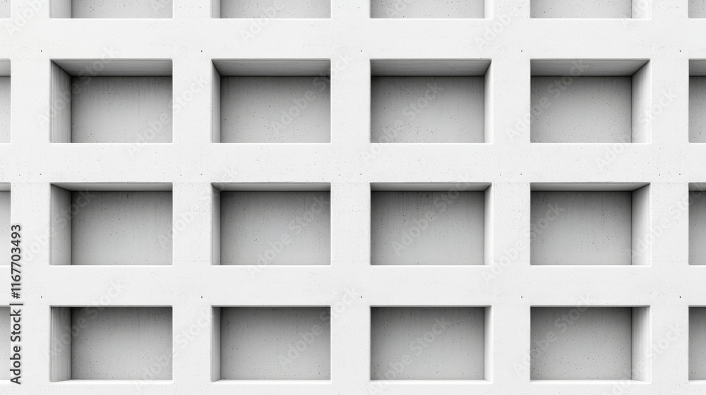 Poster an industrial-style structure featuring concrete block architecture.