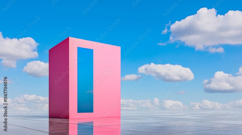 Poster a 3d rendering of an abstract futuristic glass structure featuring an empty concrete floor.