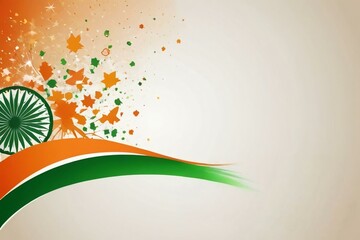 Indian flag waving with ashok chakra and festive decorations