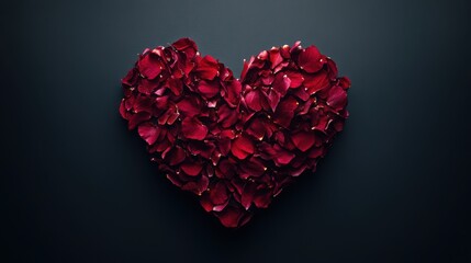 Conceptual Valentine heart made of flower petals minimalist
