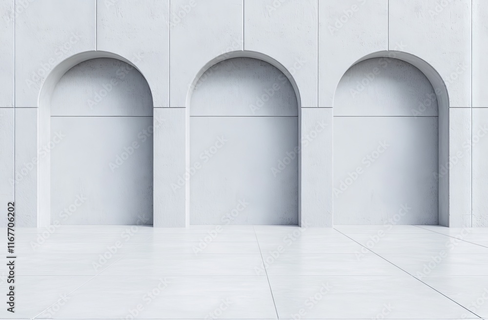 Poster curved lines of arches on a white plastered wall. an abstract background with flowing lines. archite