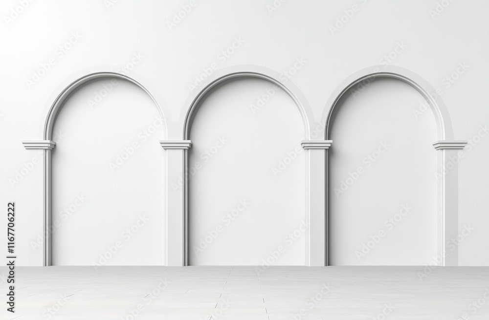 Poster arches with abstract lines on a white-plastered wall. a background of flowing abstract lines. archit