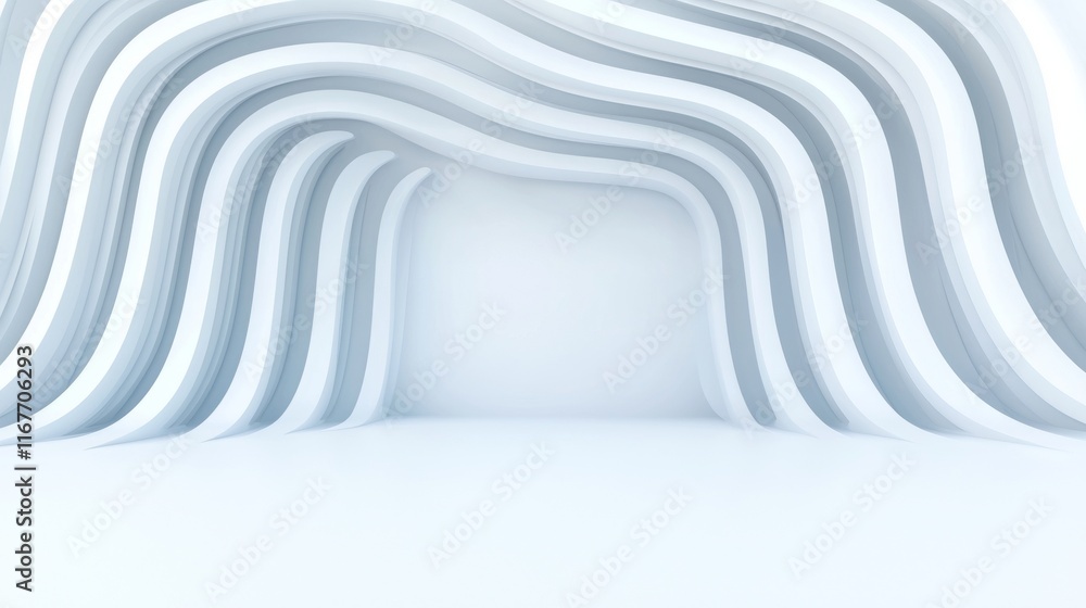 Poster an illustration of a futuristic background with a white striped design, created using 3d rendering.