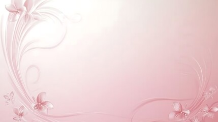 Delicate Pink Floral Design Background With Butterflies