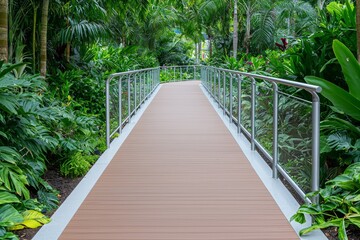 Obraz premium A bridge made of glass, wood, and metal suspended in the forest near Johannesburg, South Africa.