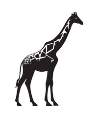 Giraffe silhouette vector with white background