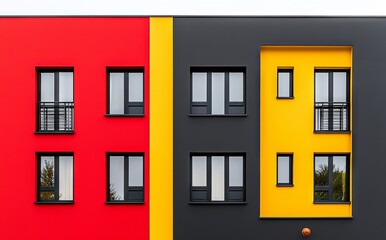 Naklejka premium In Stockholm, a modern building stands out with its colorful and abstract facade.