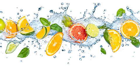 Fresh Berries Splashing in Water