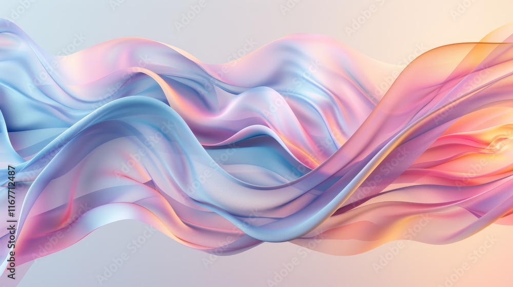 Poster an abstract background featuring colorful wavy shapes, soft color gradients, and flowing ribbons of 